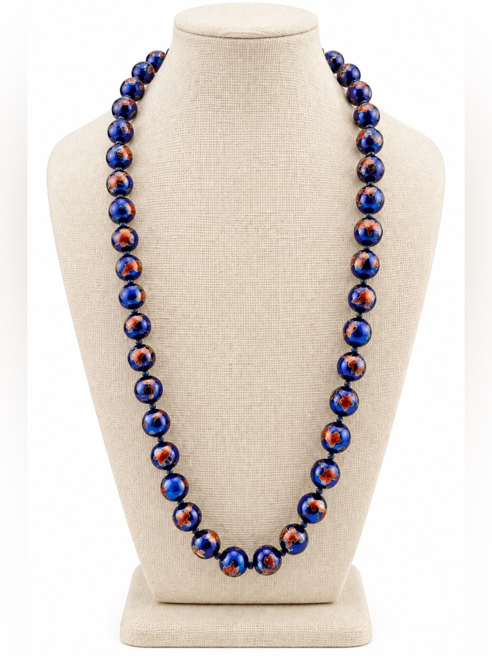 Blue Fantail Gold Fish Hand-painted Porcelain Beaded Necklace